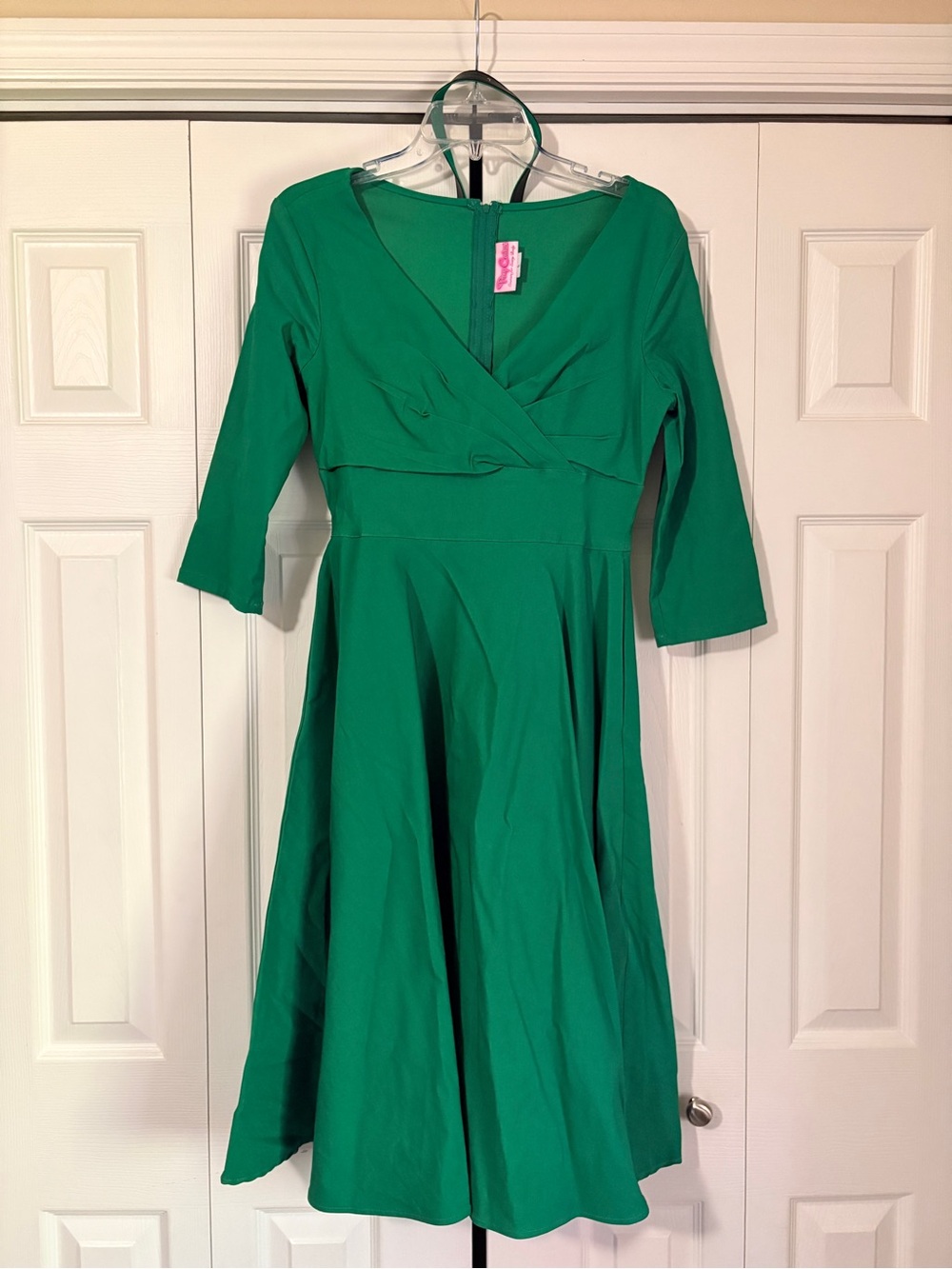 Pinup Couture Emerald Green Wrap-Style Fit & Flare Dress